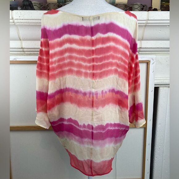 Gypsy05 silk oversized hi lo blouse w/color wash made in Hollywood CA boho - Picture 2 of 8